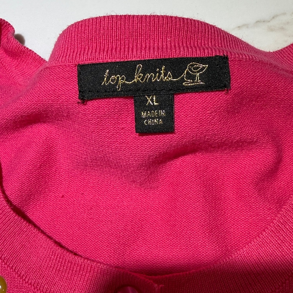 SWEATER, Cardigan, Long Sleeve, Button down, Embellished, Bright Pink - Picture 8 of 8